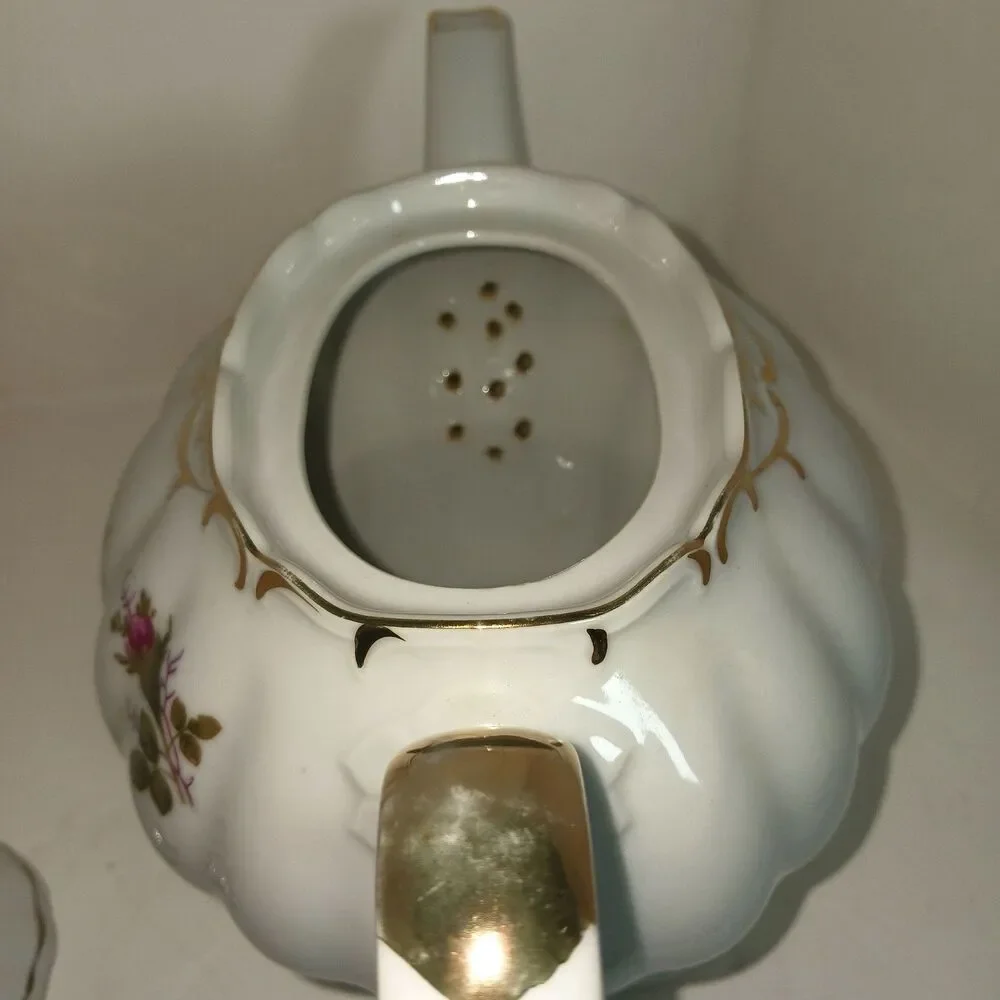 Vintage Porcelain Teapot Roses Flowers Hand Painted Made in Japan